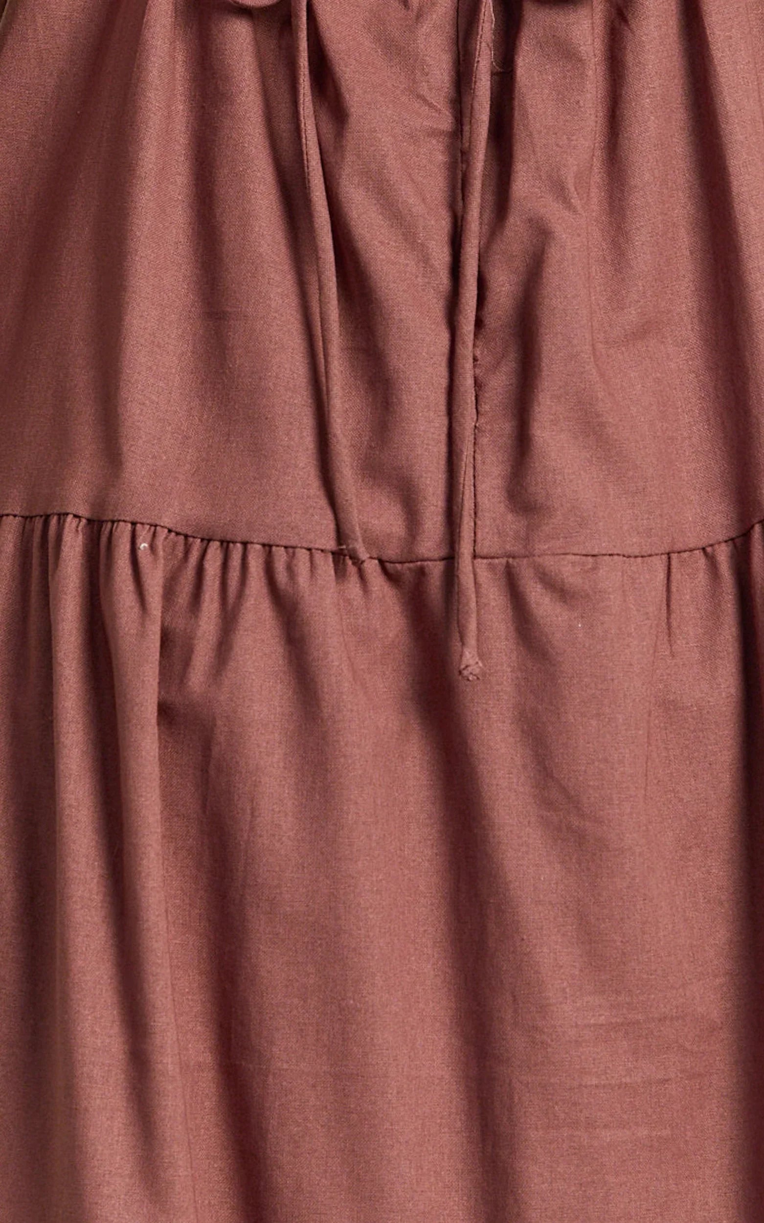 Eugene Maxi Dress - Beaded Strap Tiered Maxi Dress in Brown