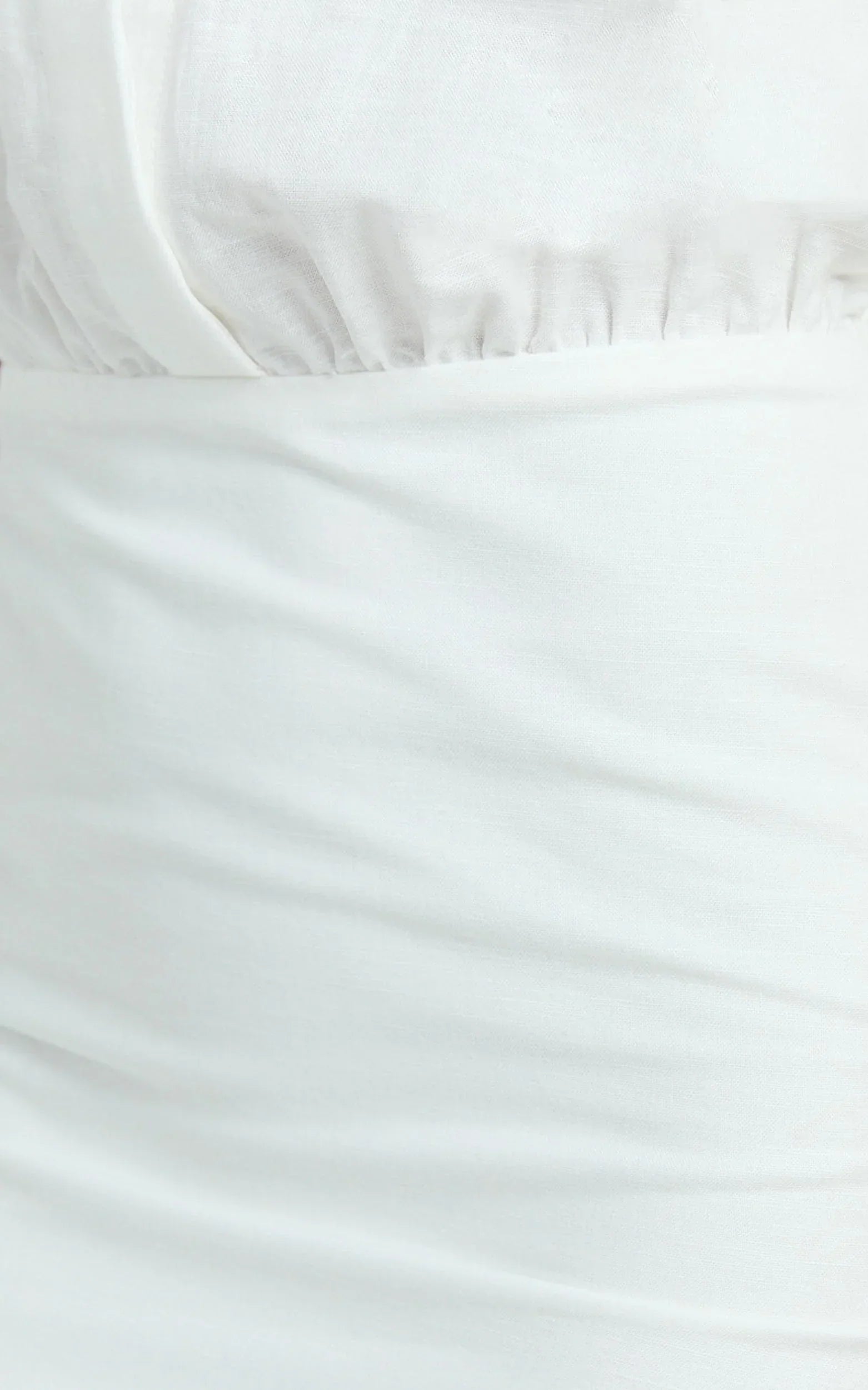 Muriel Mini Dress - Blouson Linen Blend Shirt Dress in Off White