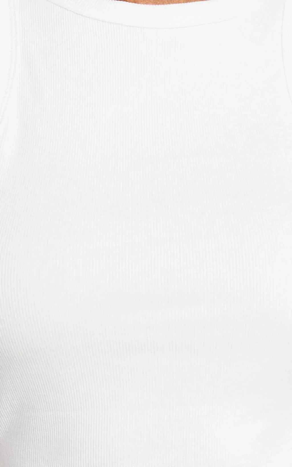 Candyce Mini Dress - Ribbed Sleeveless Bodycon Dress in White