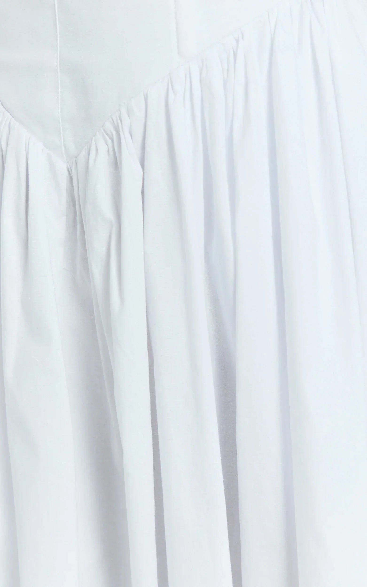 Beckett Midi Dress - Scoop Neck Drop V Waist Gathered Skirt Dress in White