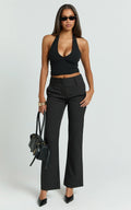 Elliot Pants - Mid Rise Pinstripe Bootleg Pants in Black Pinstripe