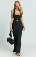 Romeo Maxi Skirt - Low Waist Bias Cut Maxi Skirt in Black