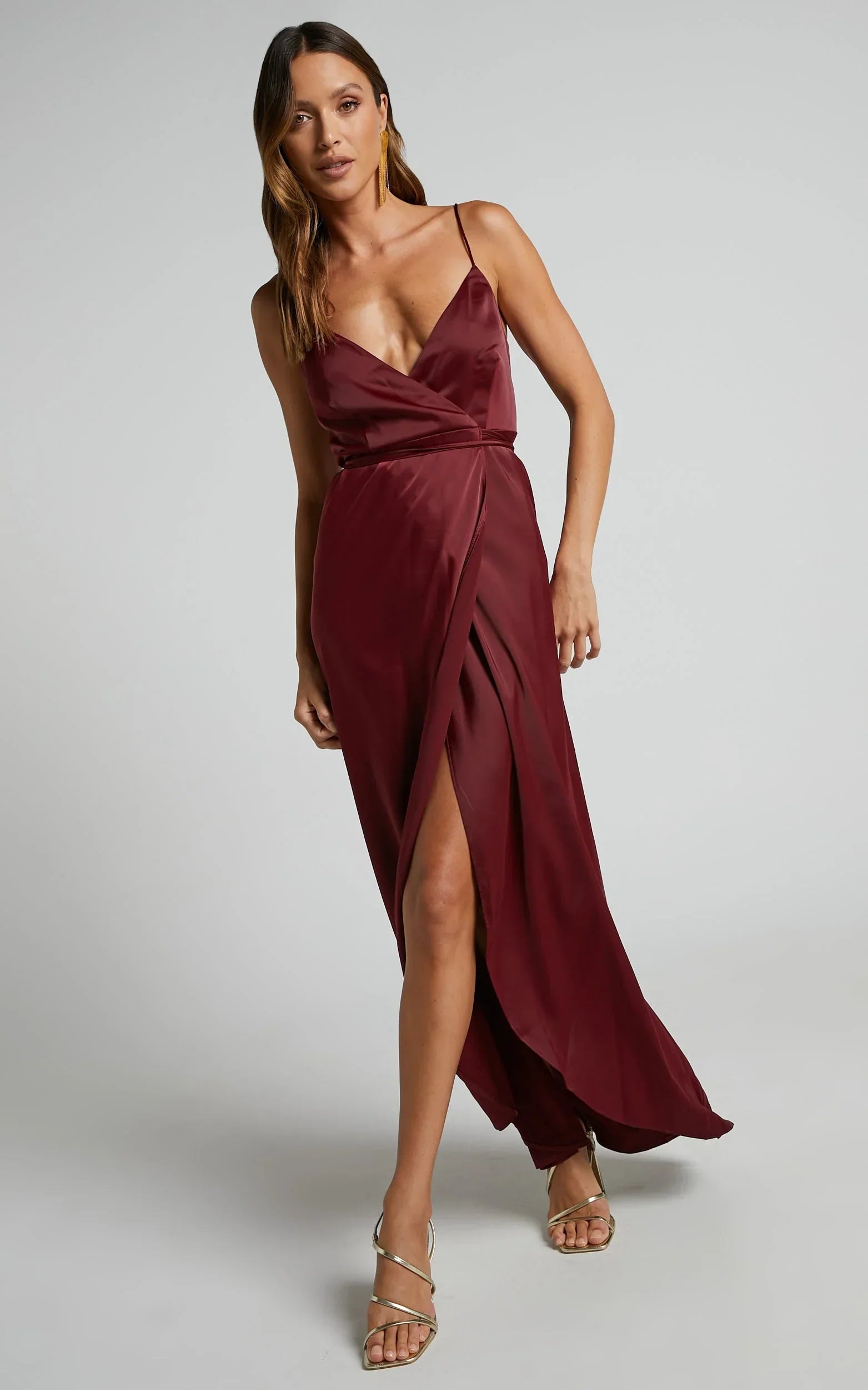 Mine Would Be You Midi Dress - Wrap Dress in Wine