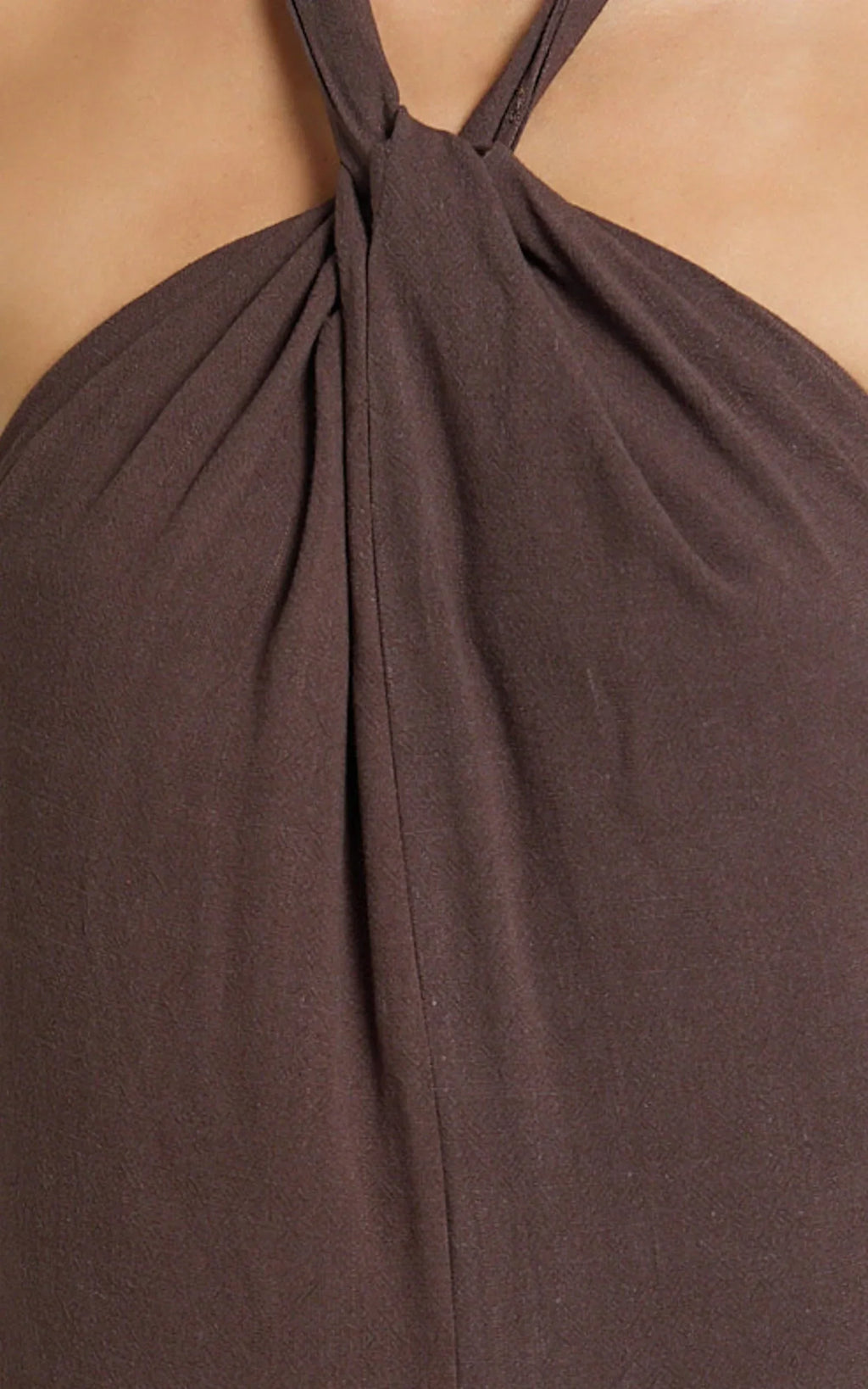 Hilda Maxi Dress - Knot Detail Halter Neck Maxi Dress in Chocolate