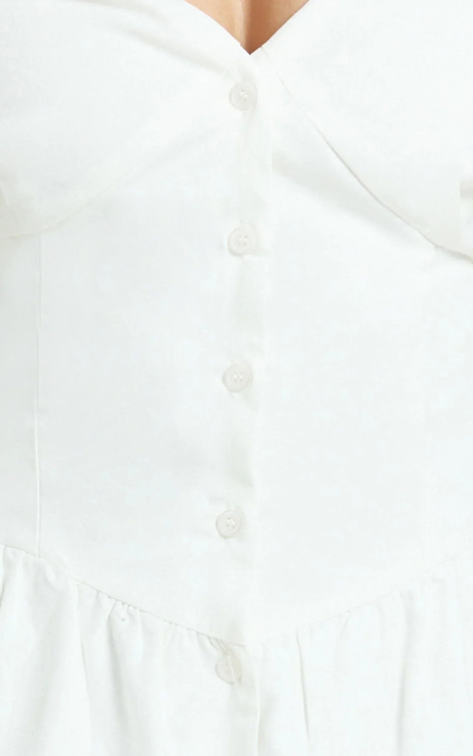 Adelaide Mini Dress - Off Shoulder Button Front Fit And Flare Dress in White