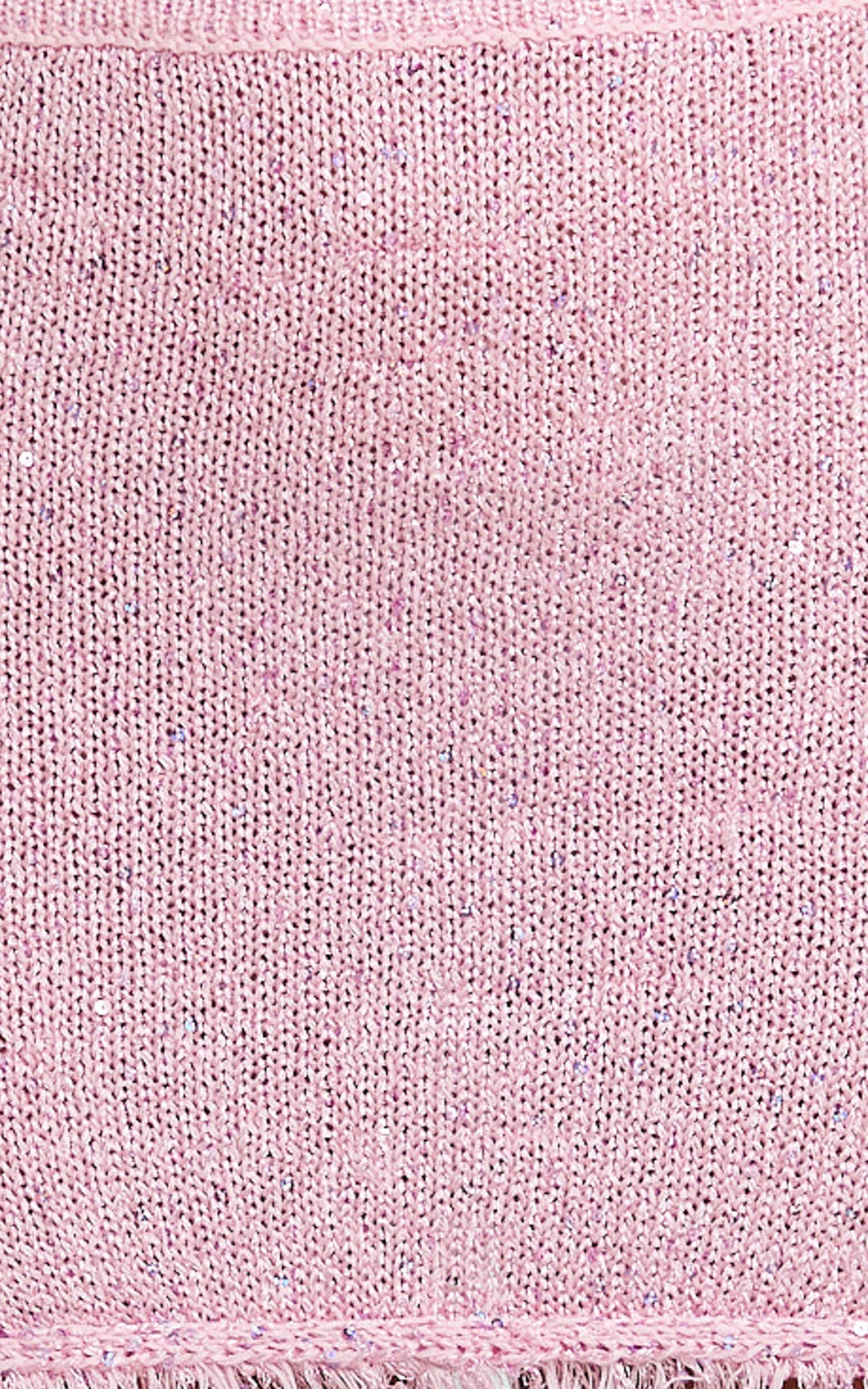 Jaden Mini Skirt - Sequin Knit Low Rise Skirt with Shell Belt in Light Pink