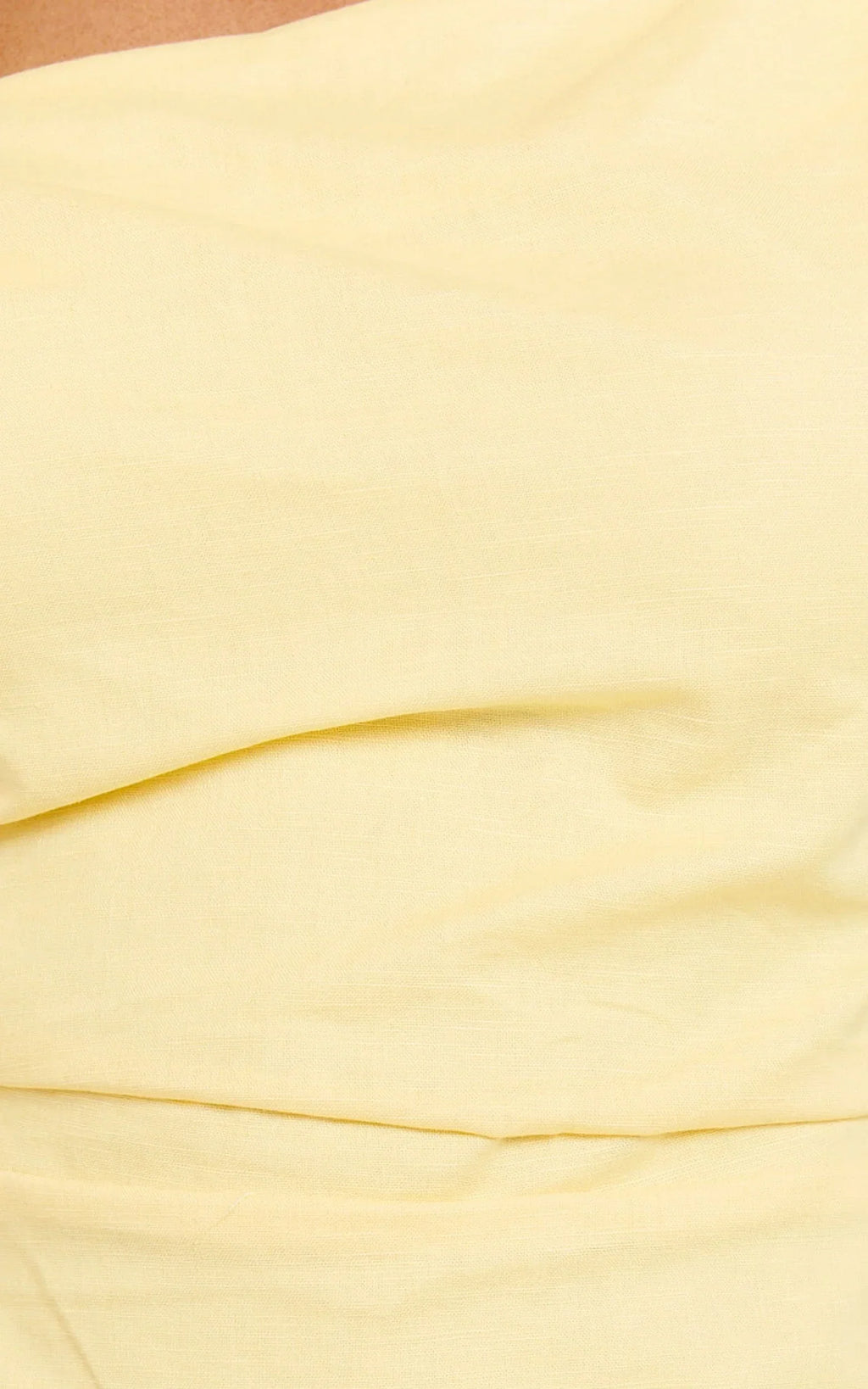Jeofina Mini Dress - Off The Shoulder Linen Look Dress in Lemon